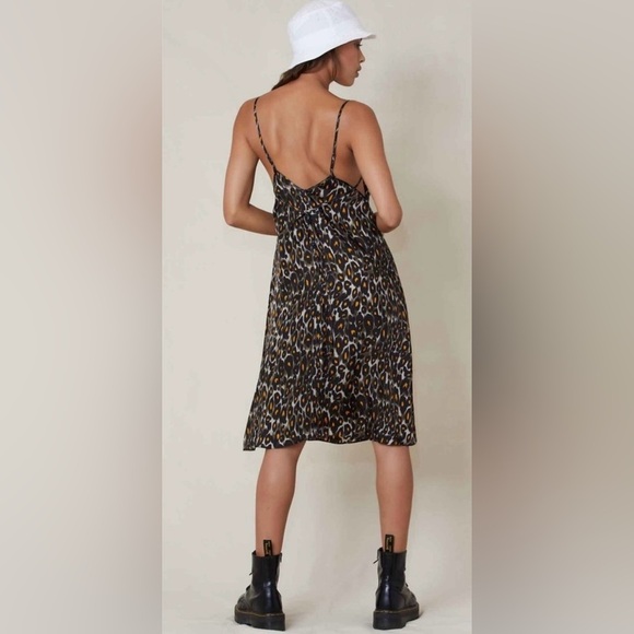 New! R13 90’s Midi Slip Leopard Dress Tie Back 🖤 XS and Medium - Picture 4 of 15